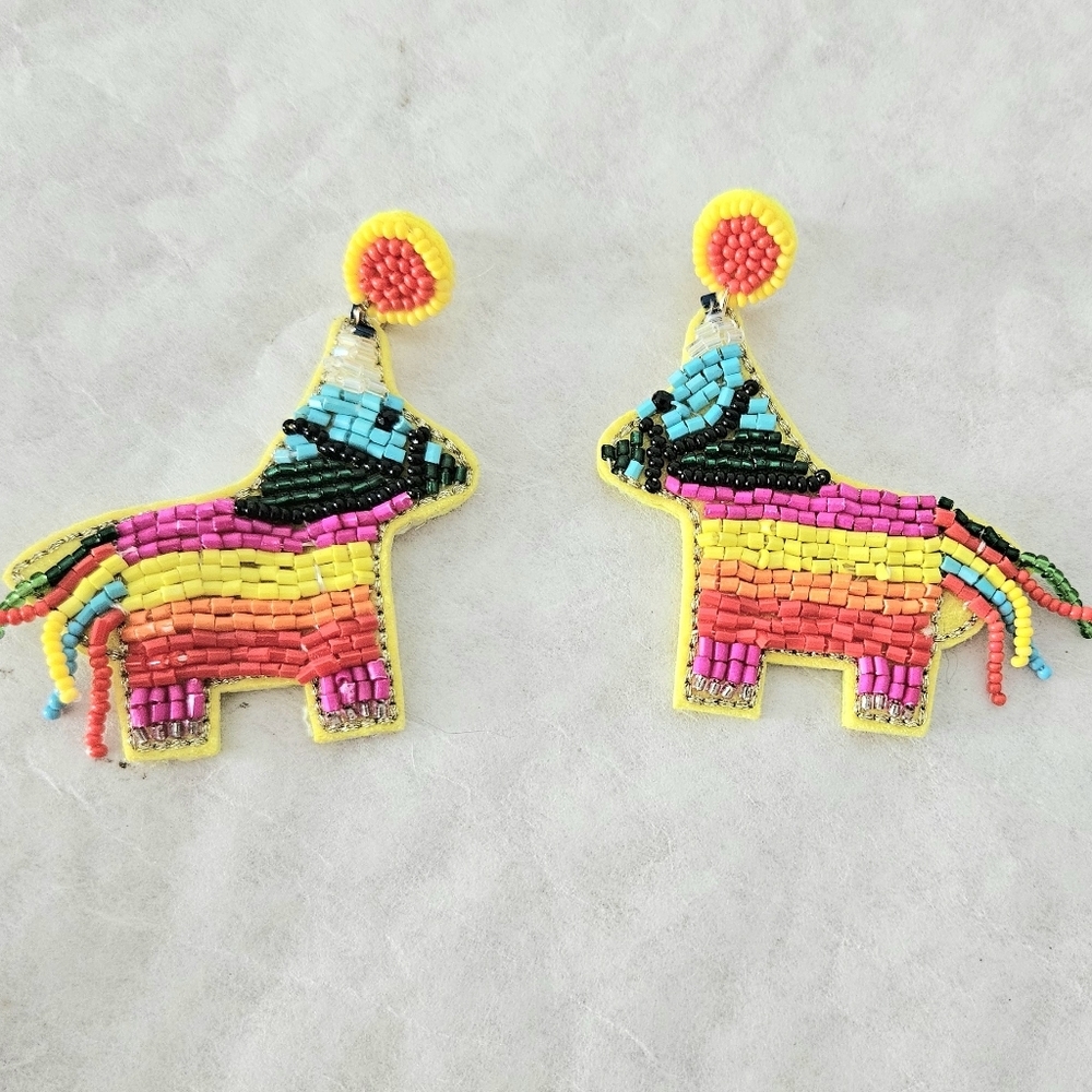 Cinco De Mayo Pinata Pierced Beaded Earrings